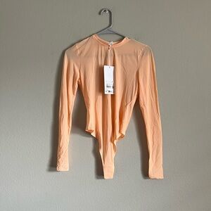 Lululemon Wundermost Nulu Mesh Long-Sleeve Crewneck Bodysuit Peach Bellini NWT